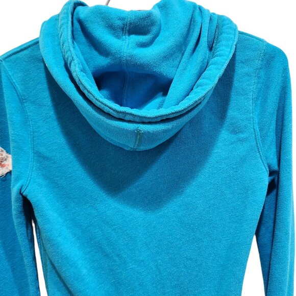 Hollister Women's Size S Blue Logo Graphic Full Zip Hoodie Pockets - Picture 2 of 14